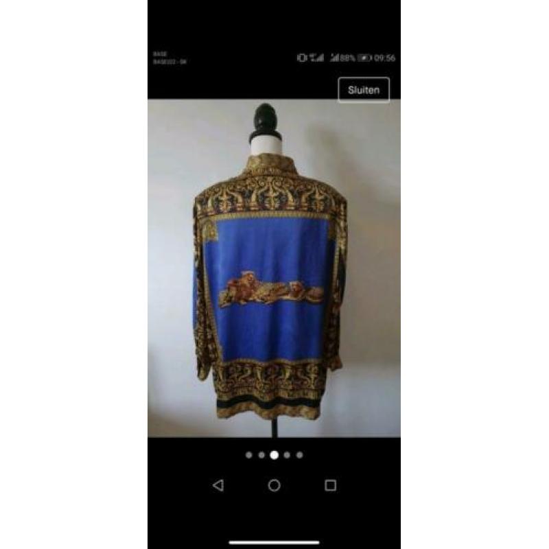 Vintage blouse met luipaard en versace print van zijde xl