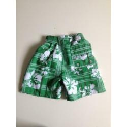 jongen zwembroek groen+witte bloemprint+binnenbroekje+veter