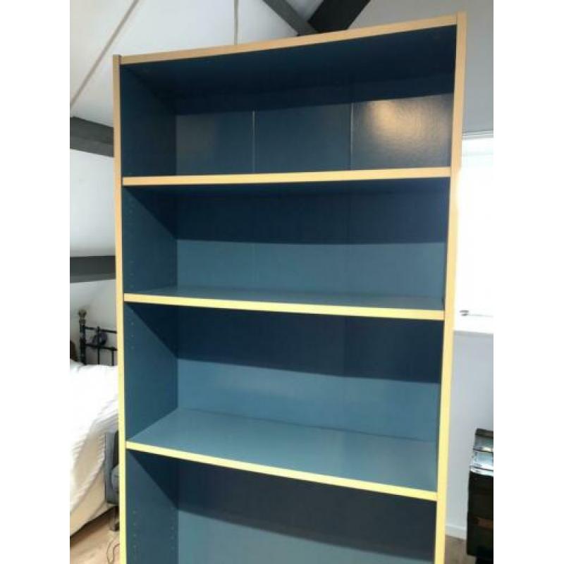 Boekenkast Ikea blauw/wit Billy 202x80