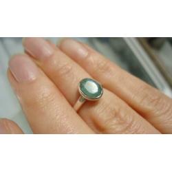 925 zilver ring met ruwe smaragd maat 15 1/4 - Vanoli