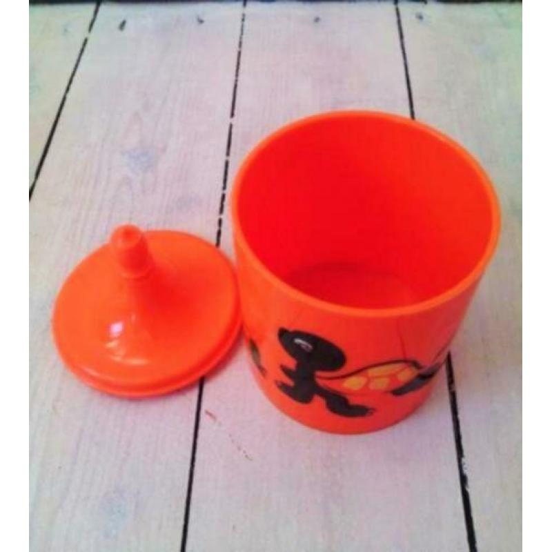 Wattenpotjes oranje en rood Vintage Retro