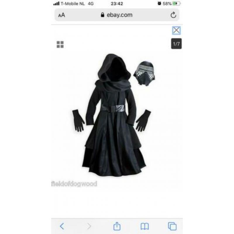 Luxe Disney Star Wars Kylo Ren verkleedpak masker mt 122-128