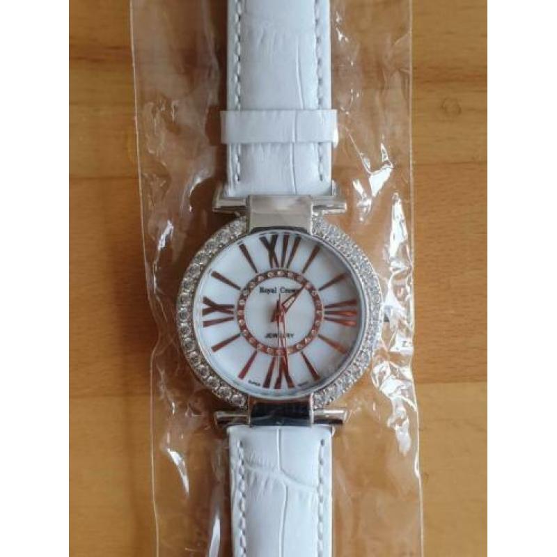 Royal Crown horloge - wit, maat 18