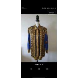 Vintage blouse met luipaard en versace print van zijde xl
