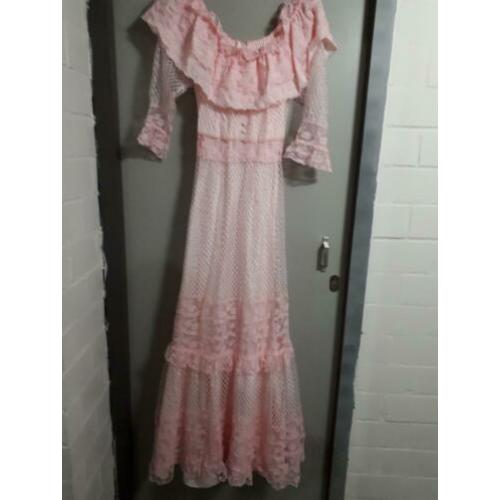 klassieke trouw jurk roze met of zonder hoed 36/38