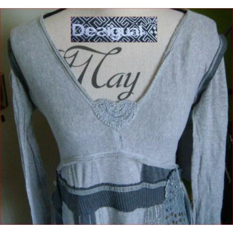 Zeer mooie grijze DESIGUAL jersey jurk maat M