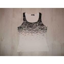 wit-zwart stretch sportshirt van Mexx mt M