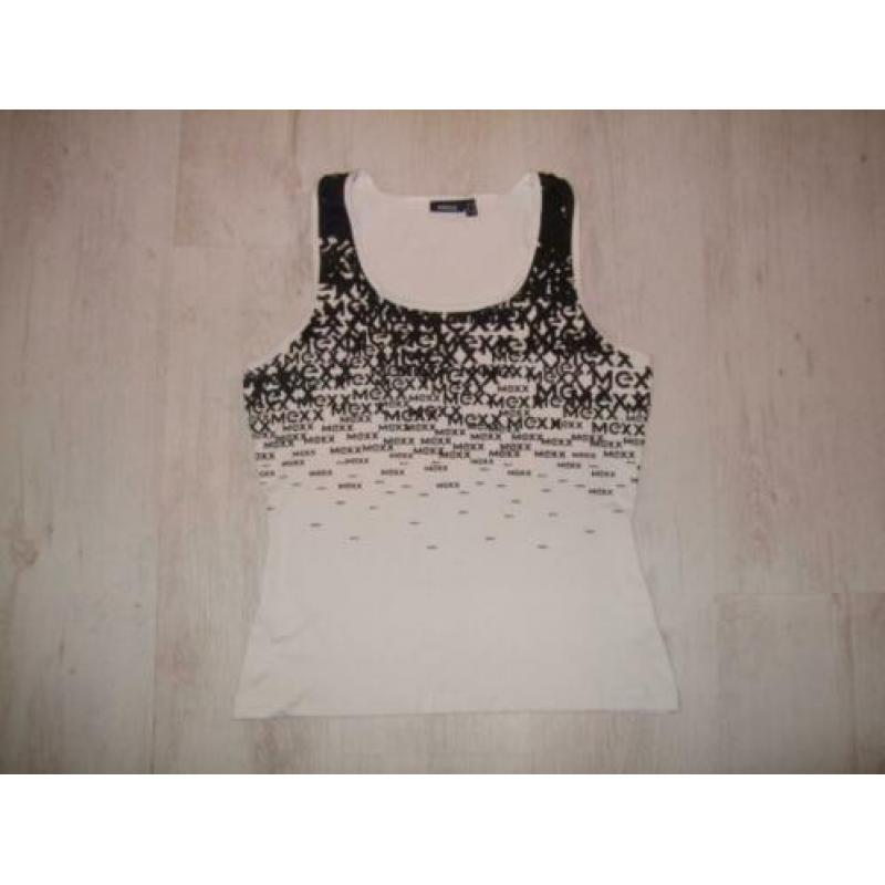 wit-zwart stretch sportshirt van Mexx mt M