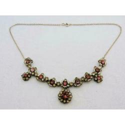 Vintage costume jewelry ketting zilver strass rhinestone