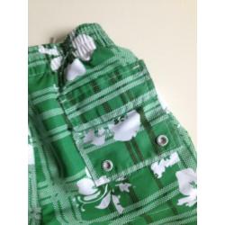 jongen zwembroek groen+witte bloemprint+binnenbroekje+veter