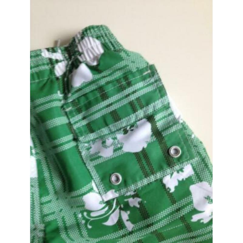 jongen zwembroek groen+witte bloemprint+binnenbroekje+veter