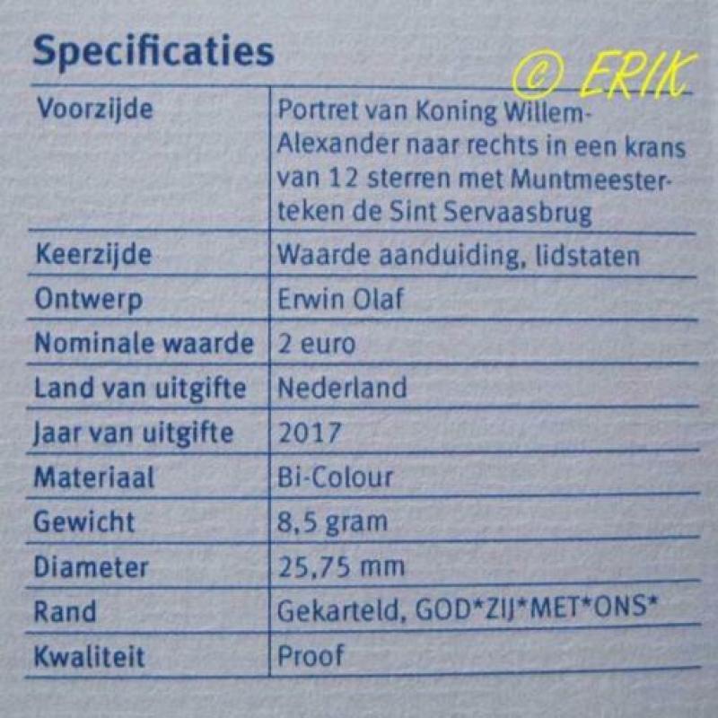 St. Servaasbrug Proof 2 euro 2017 in cassette + certificaat
