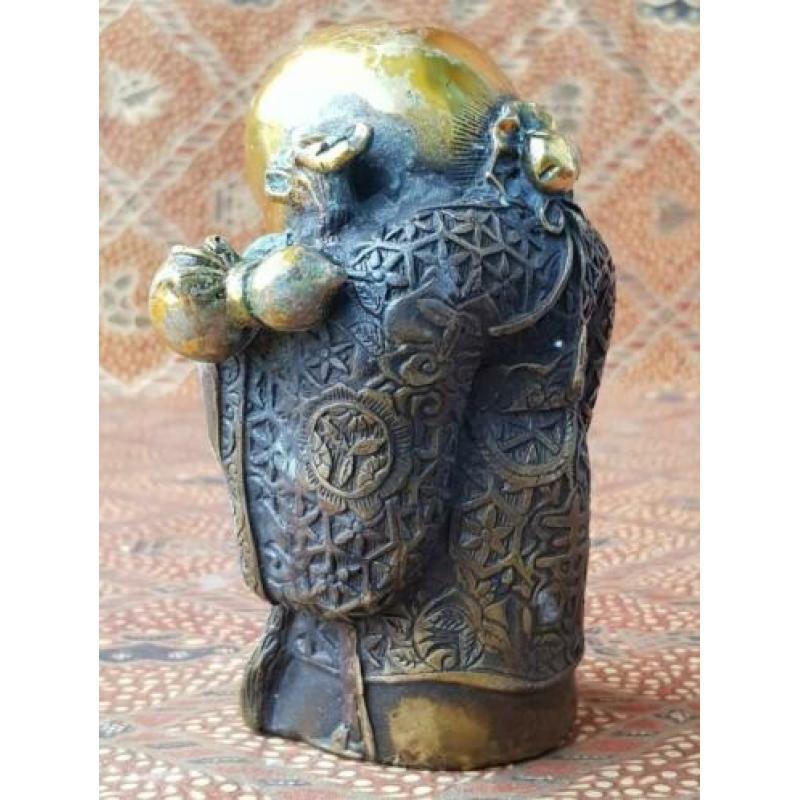 Mooi zwaar origineel oud Chinees beeldje van Boeddha 12,3 cm