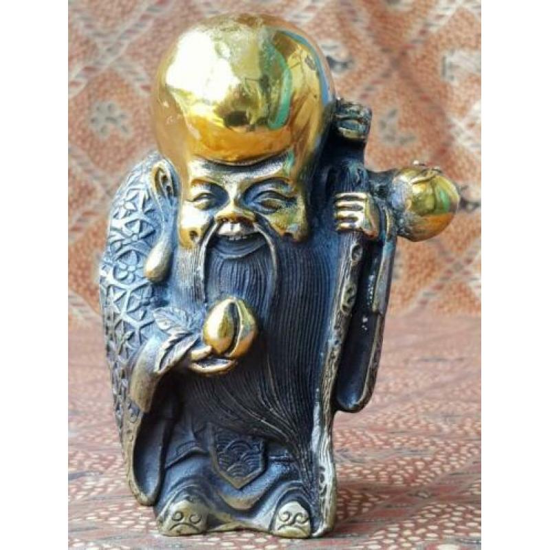 Mooi zwaar origineel oud Chinees beeldje van Boeddha 12,3 cm