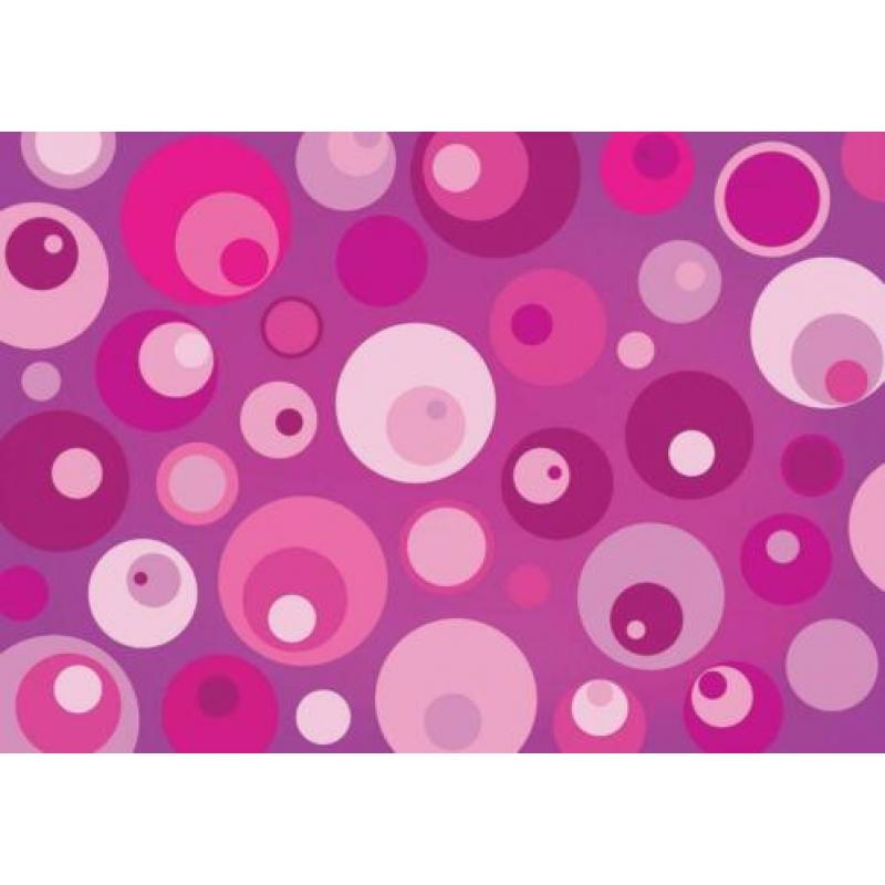 Retro behang Cirkels Roze, Blauw, Muurdeco4kids