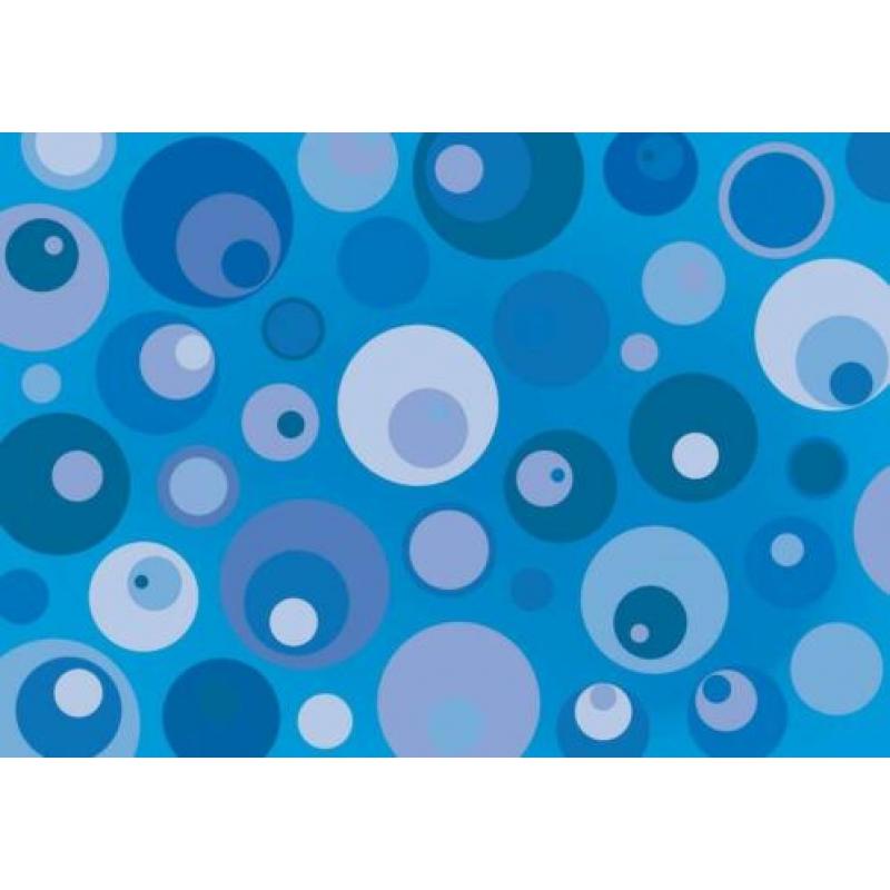 Retro behang Cirkels Roze, Blauw, Muurdeco4kids
