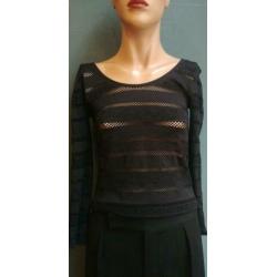 Zwarte stretch top van Guess met opengewerkte stukken (MT S)