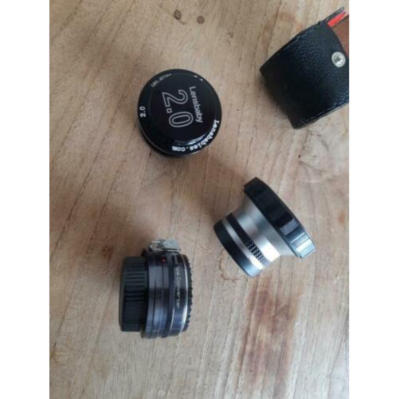 3 lenzen lensbaby vivitar en kenko