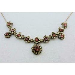 Vintage costume jewelry ketting zilver strass rhinestone