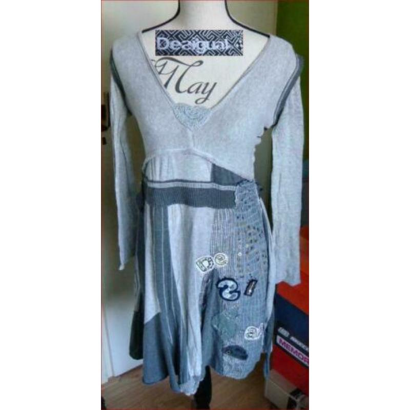 Zeer mooie grijze DESIGUAL jersey jurk maat M
