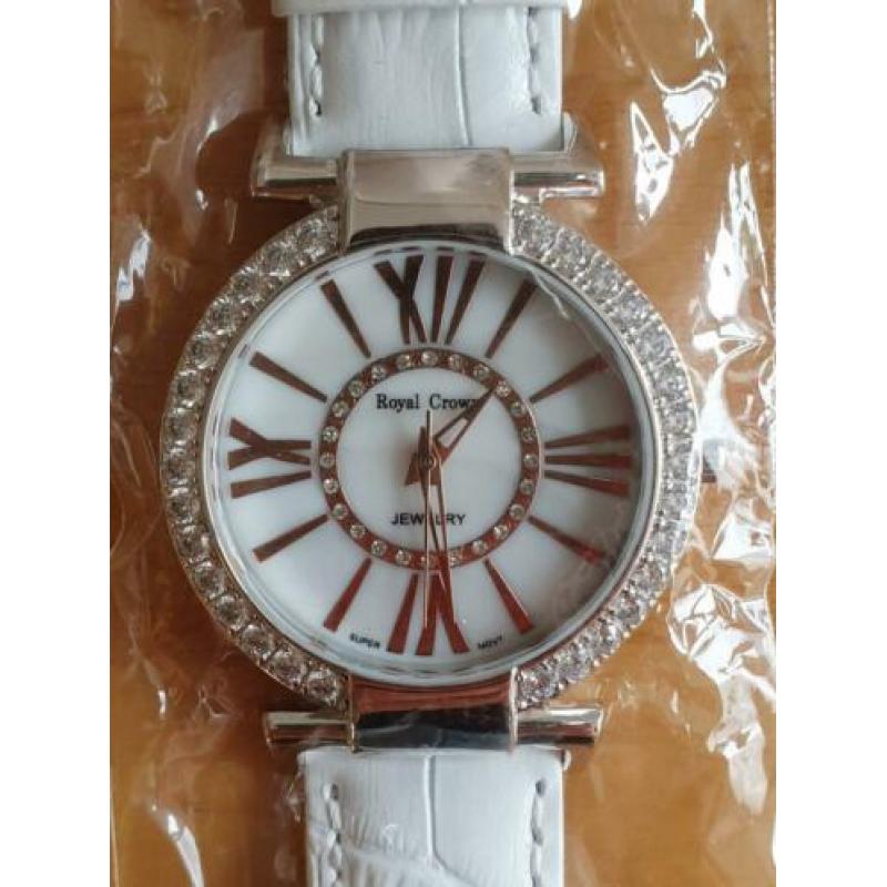 Royal Crown horloge - wit, maat 18