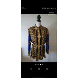 Vintage blouse met luipaard en versace print van zijde xl