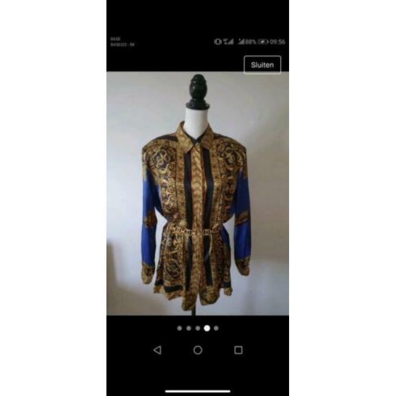 Vintage blouse met luipaard en versace print van zijde xl