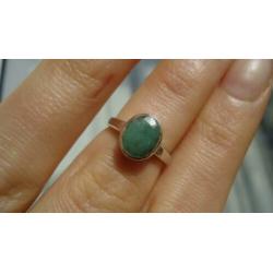 925 zilver ring met ruwe smaragd maat 15 1/4 - Vanoli