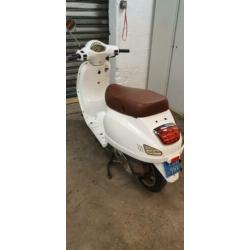 Zeer nette vespa look-a-like scooter 25km/h blauw kenteken