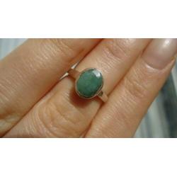 925 zilver ring met ruwe smaragd maat 15 1/4 - Vanoli