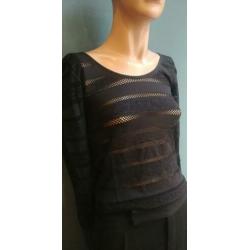 Zwarte stretch top van Guess met opengewerkte stukken (MT S)