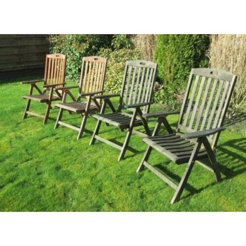 teak tuinstoelen + kussens