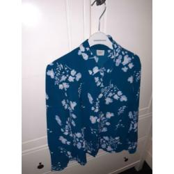 Blouse blauw groen bloemenprint - Jacqueline de Jong