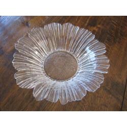 Vintage structuurglas bowl - schaal - bloem - zwaar