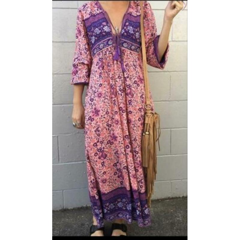 ?? nieuwe roze Ibiza maxidress bohemian 44-48 lange jurk