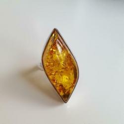 925 sterling zilveren barnsteen amber ring, ringmaat 18