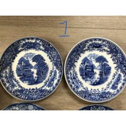 Blauw-wit borden Engels Royal Tudor Ware, Ironstone, Liberty
