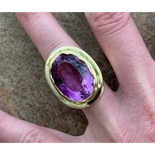 Exclusieve 14 karaats gouden design dames ring Amethist