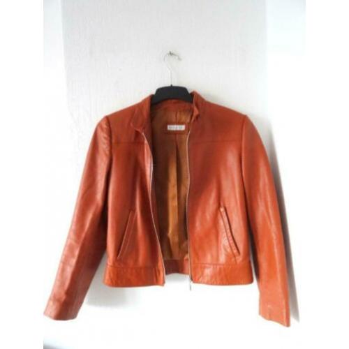 Jas merk APANAGE cognac soepel leder maat 36 nieuwstaat