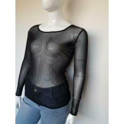 Studio Anneloes transparante top. Mt. L. Zwart.