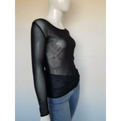 Studio Anneloes transparante top. Mt. L. Zwart.