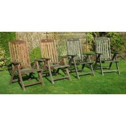 teak tuinstoelen + kussens