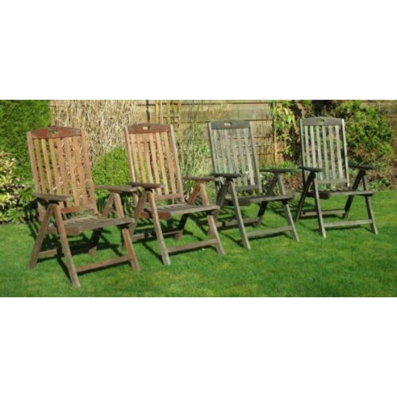 teak tuinstoelen + kussens