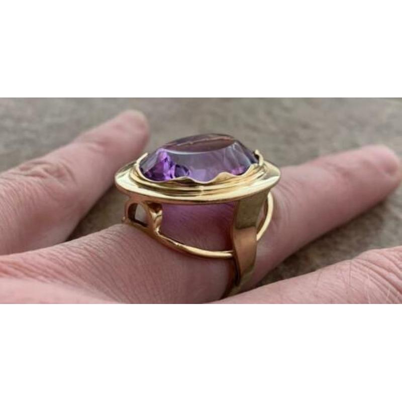 Exclusieve 14 karaats gouden design dames ring Amethist