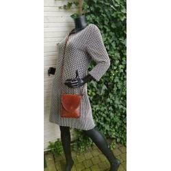E374 LADY STEPHANY bruin lederen schoudertasje zeer fraai