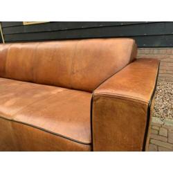Schapenleren driezits bank art-deco style vintage