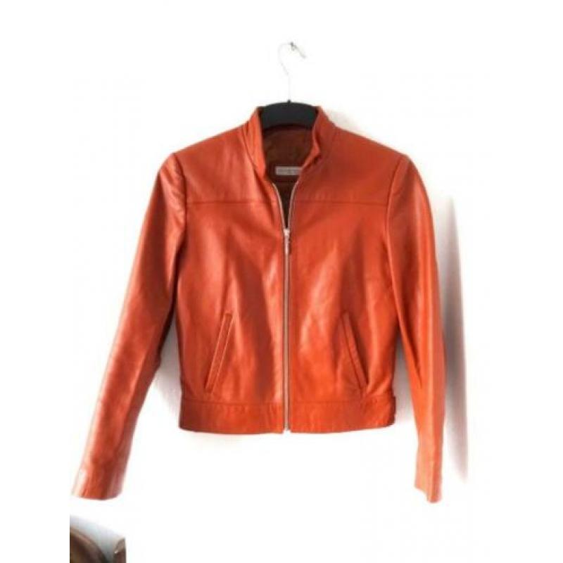 Jas merk APANAGE cognac soepel leder maat 36 nieuwstaat