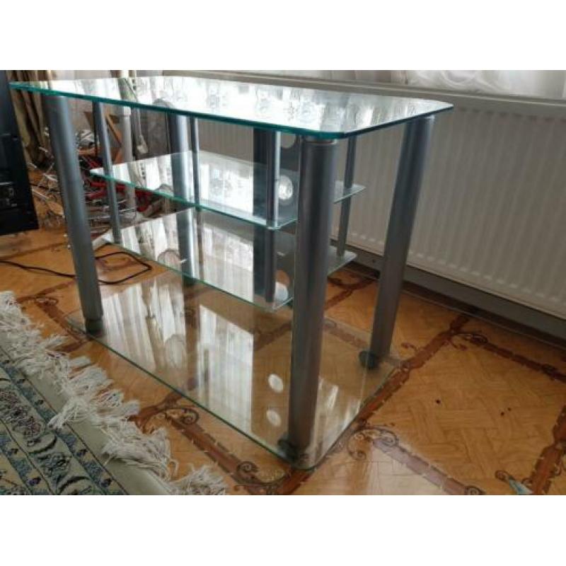 Mooi tv-meubel/tv-kast glazen tafel