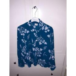Blouse blauw groen bloemenprint - Jacqueline de Jong