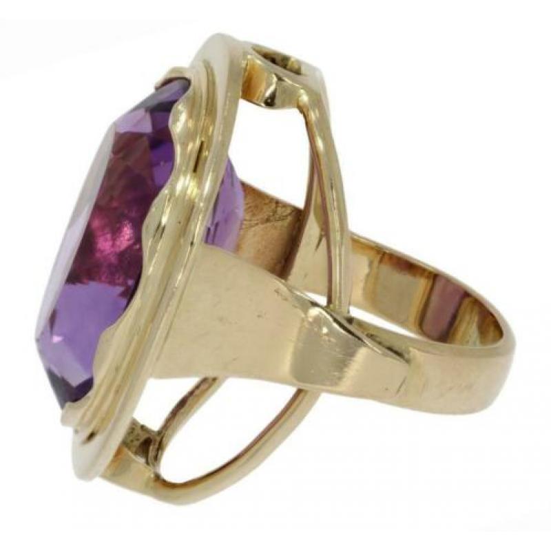 Exclusieve 14 karaats gouden design dames ring Amethist